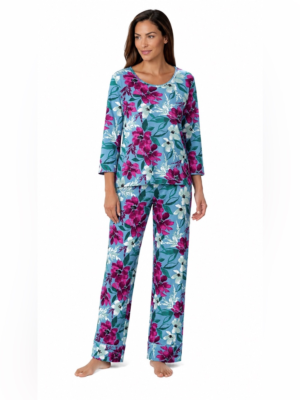 Floral Blue & Magenta Women's Pajama Set